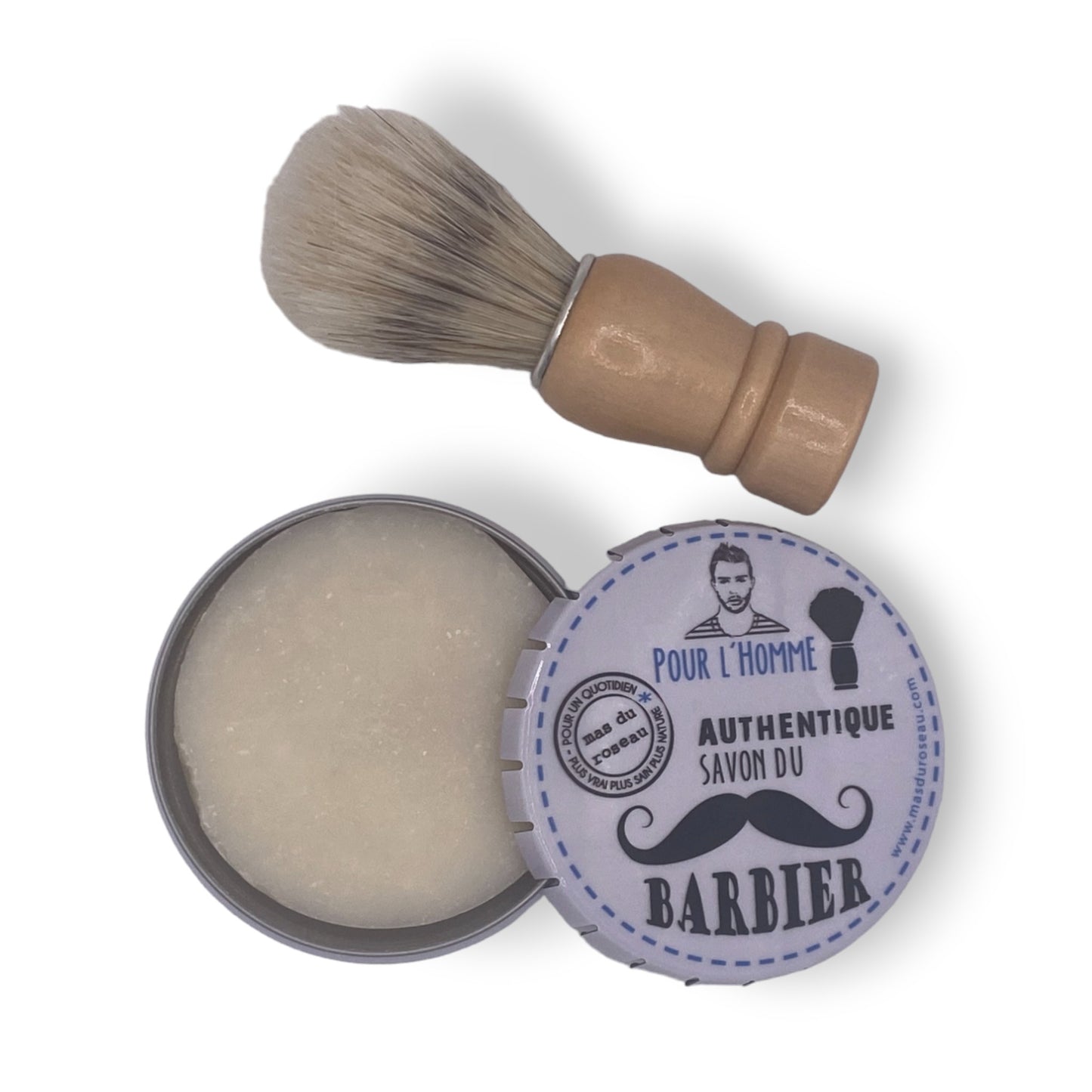 Blaireau de rasage en bois et poils synthétiques