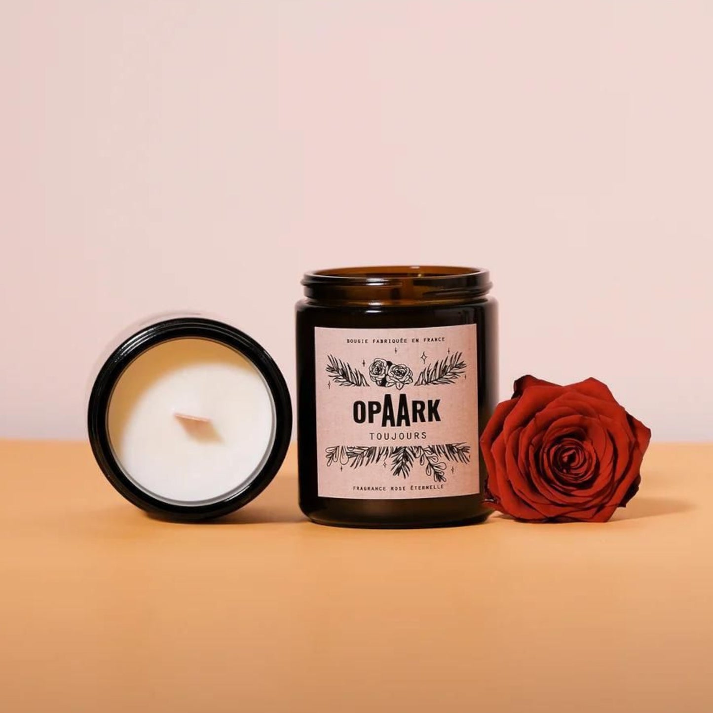 Opaark - Bougie Réconfort Verre 200 g Toujours - Rose éternelle