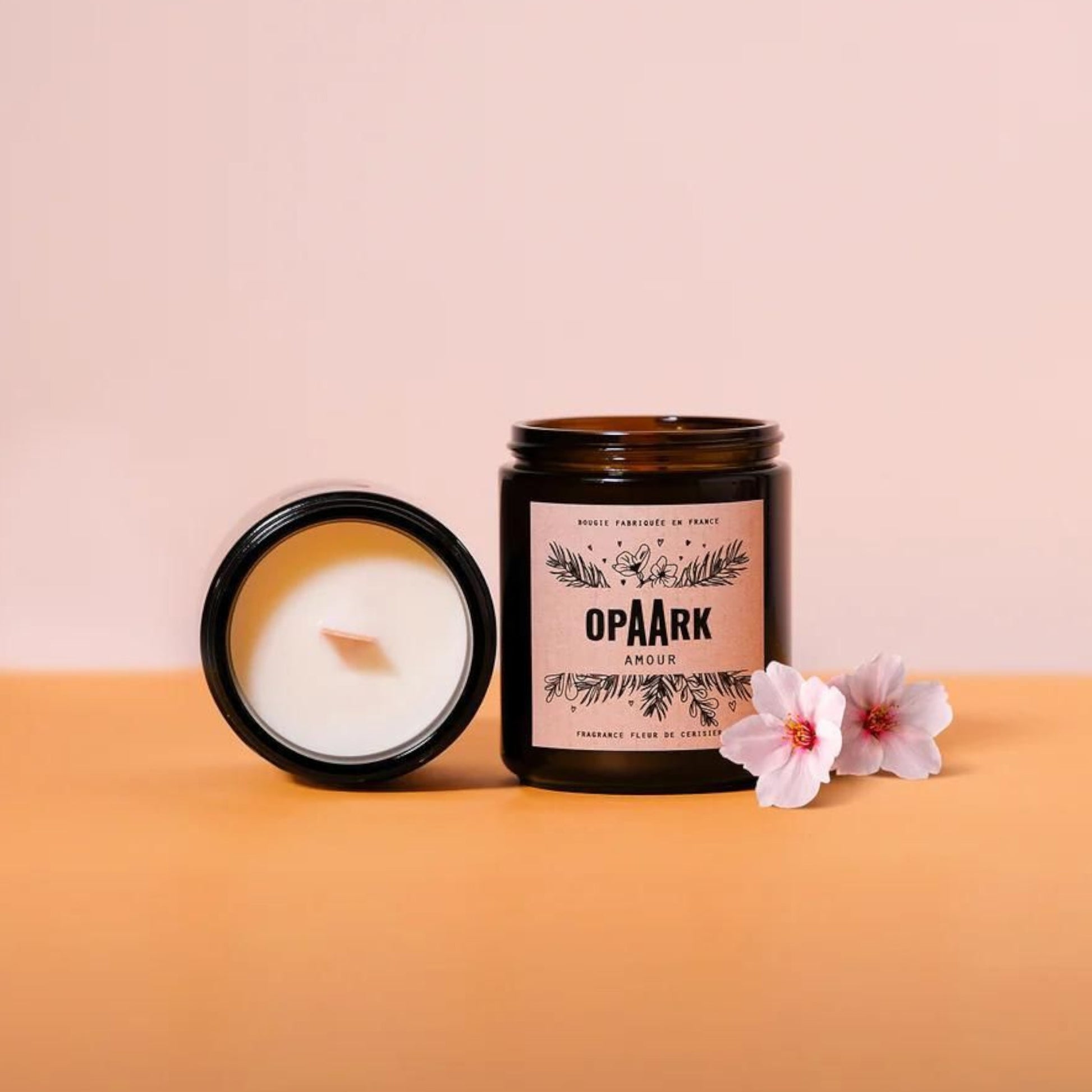 Opaark - Bougie Réconfort Verre 200 g Amour - Fleur de cerisier

