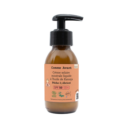 Crème solaire minérale Liquide SPF50 à l'huile de Karanja