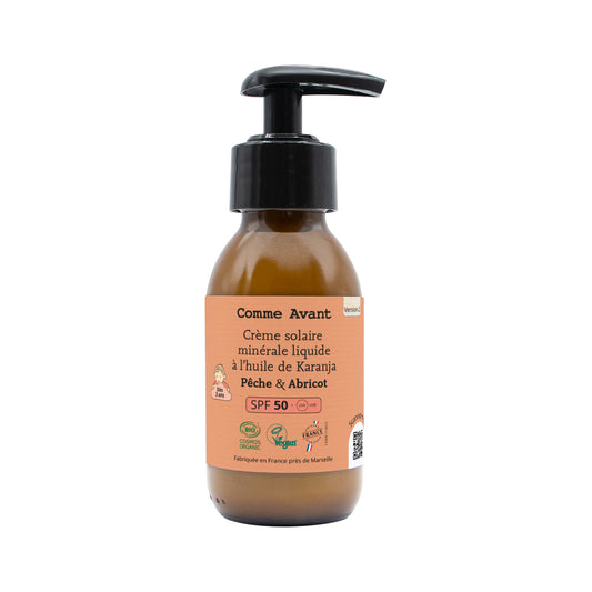 Crème solaire minérale Liquide SPF50 à l'huile de Karanja