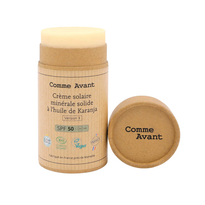 Crème solaire minérale Solide SPF50 à l'huile de Karanja