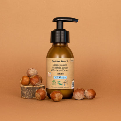 Crème solaire minérale Liquide SPF50 à l'huile de Karanja